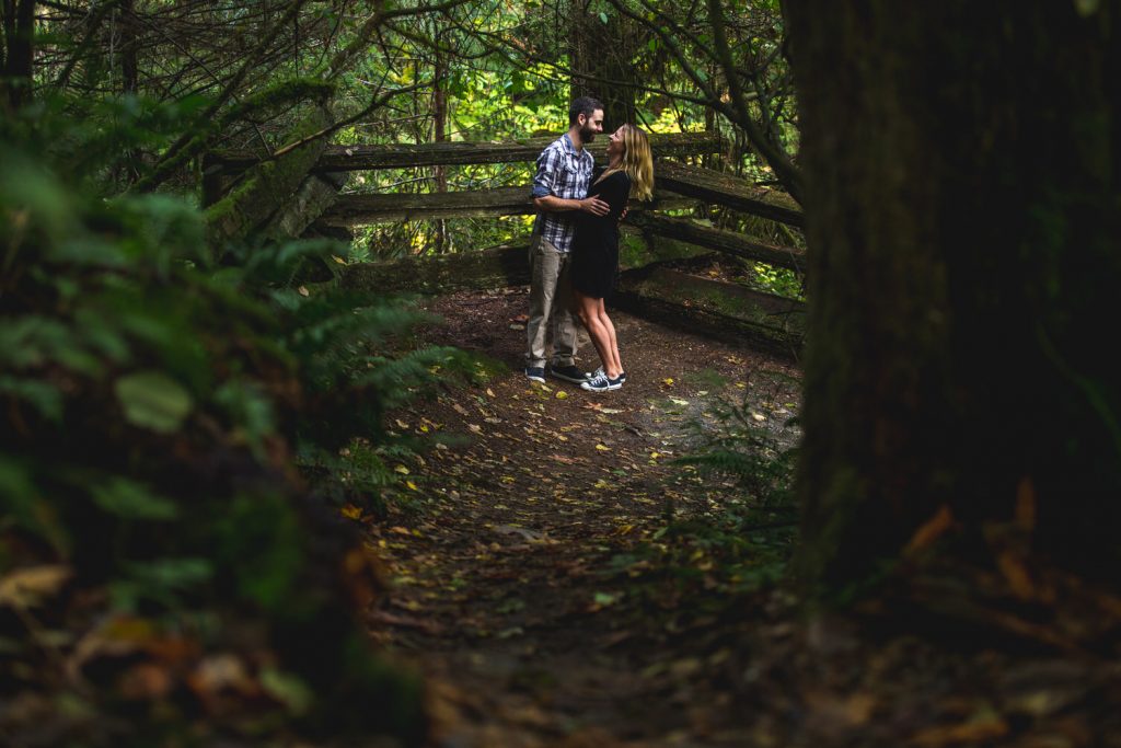 a couple walks along the trails at kanaka creek