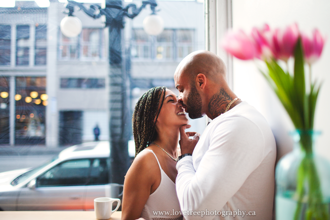 engagement session at timbertrain coffee roasters