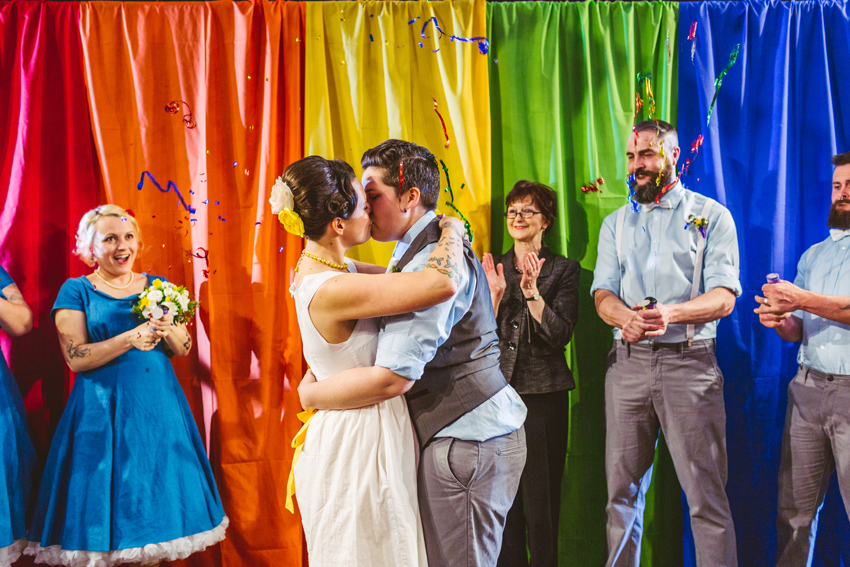 gay and lesbian rainbow wedding