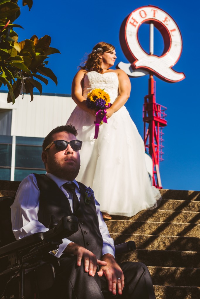 plus sized bride, groom in wheelchair