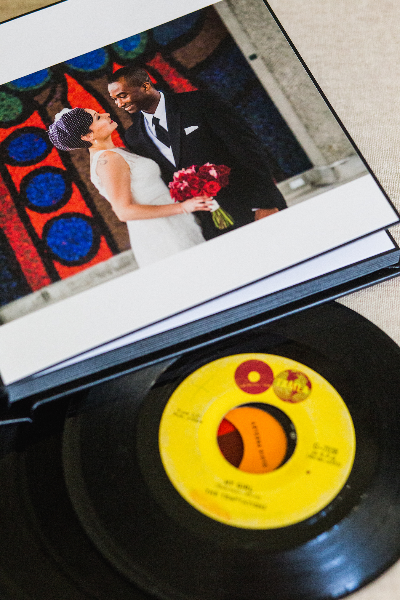 bold and retro wedding album