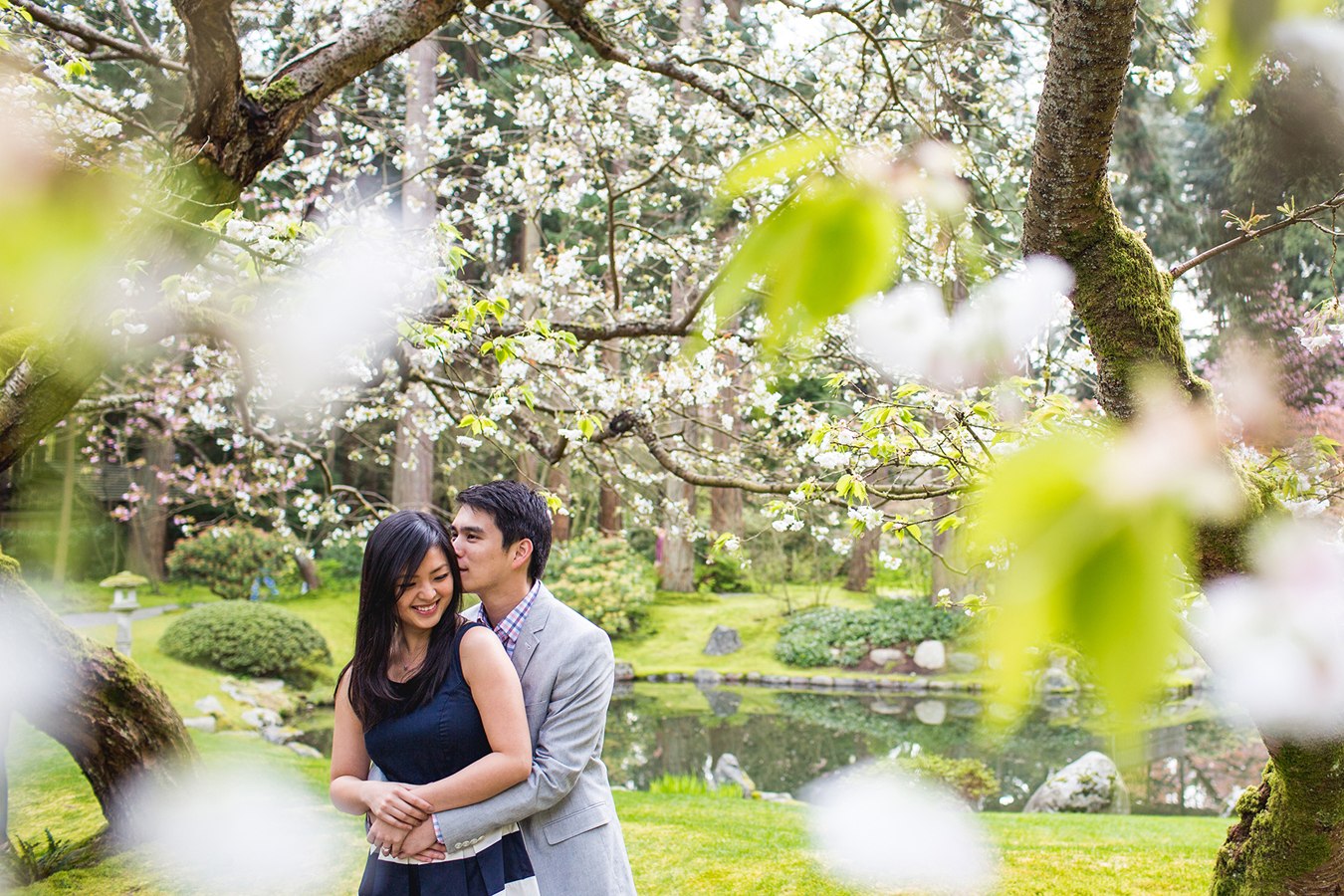 spring engagement session at nitobe gardens
