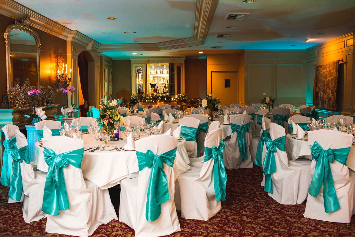 Reception Decor at the Wedgewood Hotel after it has been set up for a wedding