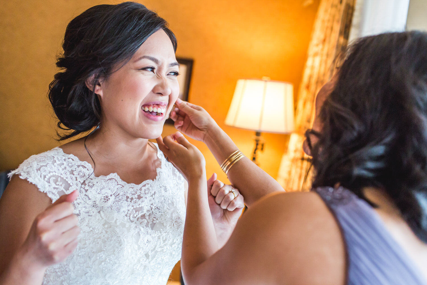 bride getting ready for her wedding at the wedgewood hotel in downtown vancouver