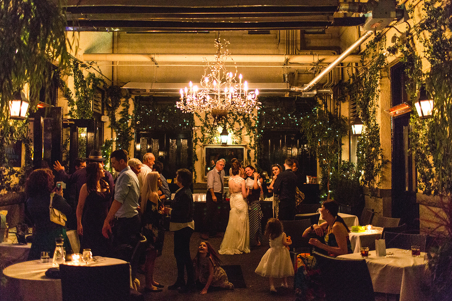 An evening wedding at brix and mortar restaurant