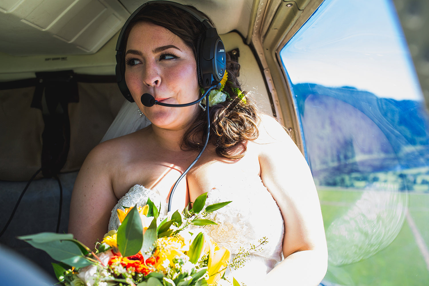 Sky Helicopter mountain top wedding portraits